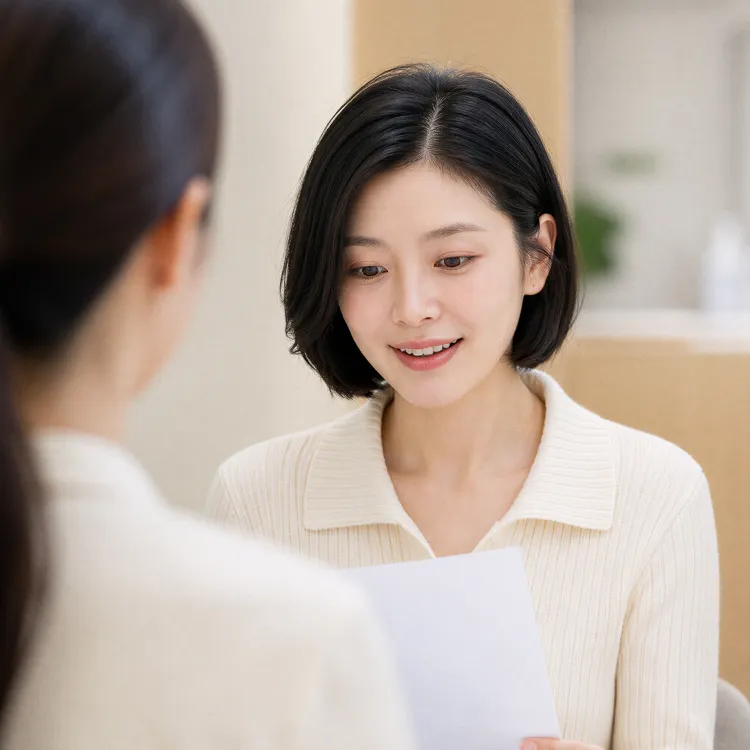 산후두피관리는 실손보험적용이된다는 말에 환한 미소를 짓는 여성